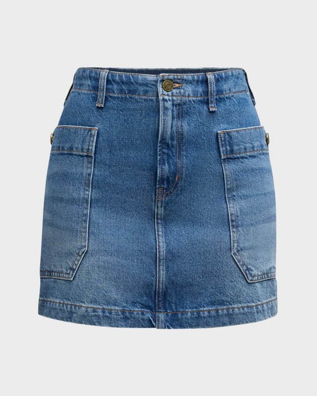 Denim Cargo Mini Skirt
